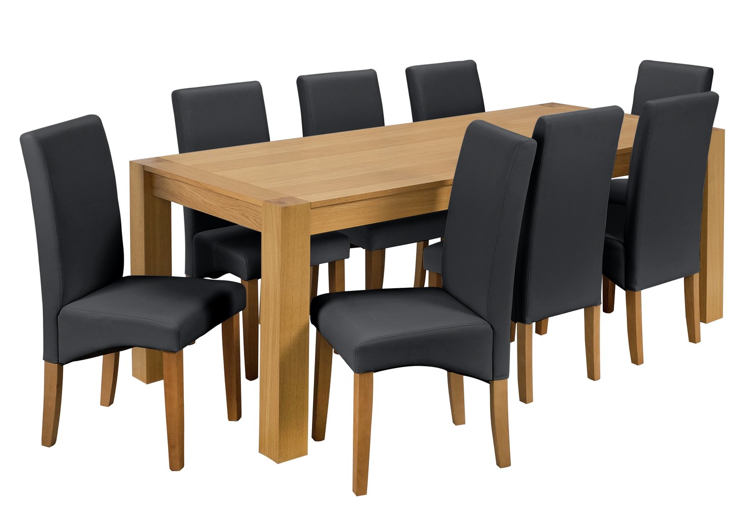 Argos Home Alston Oak Veneer Table and 8 Chairs - Black