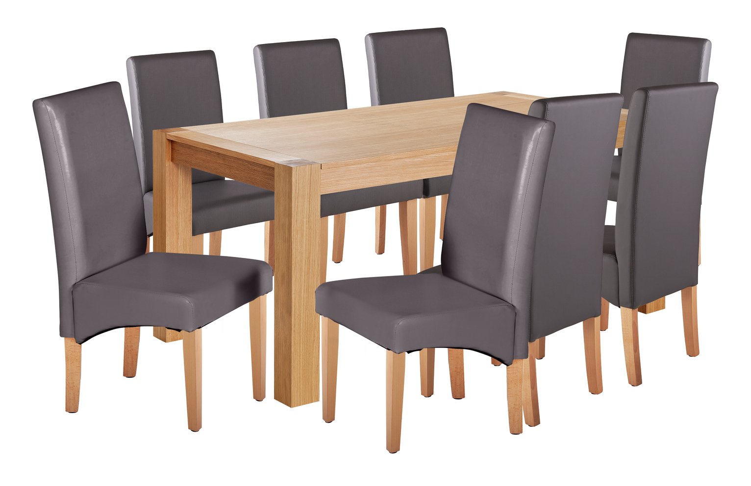 Argos Home Alston Oak Veneer Table and 8 Chairs - Charcoal