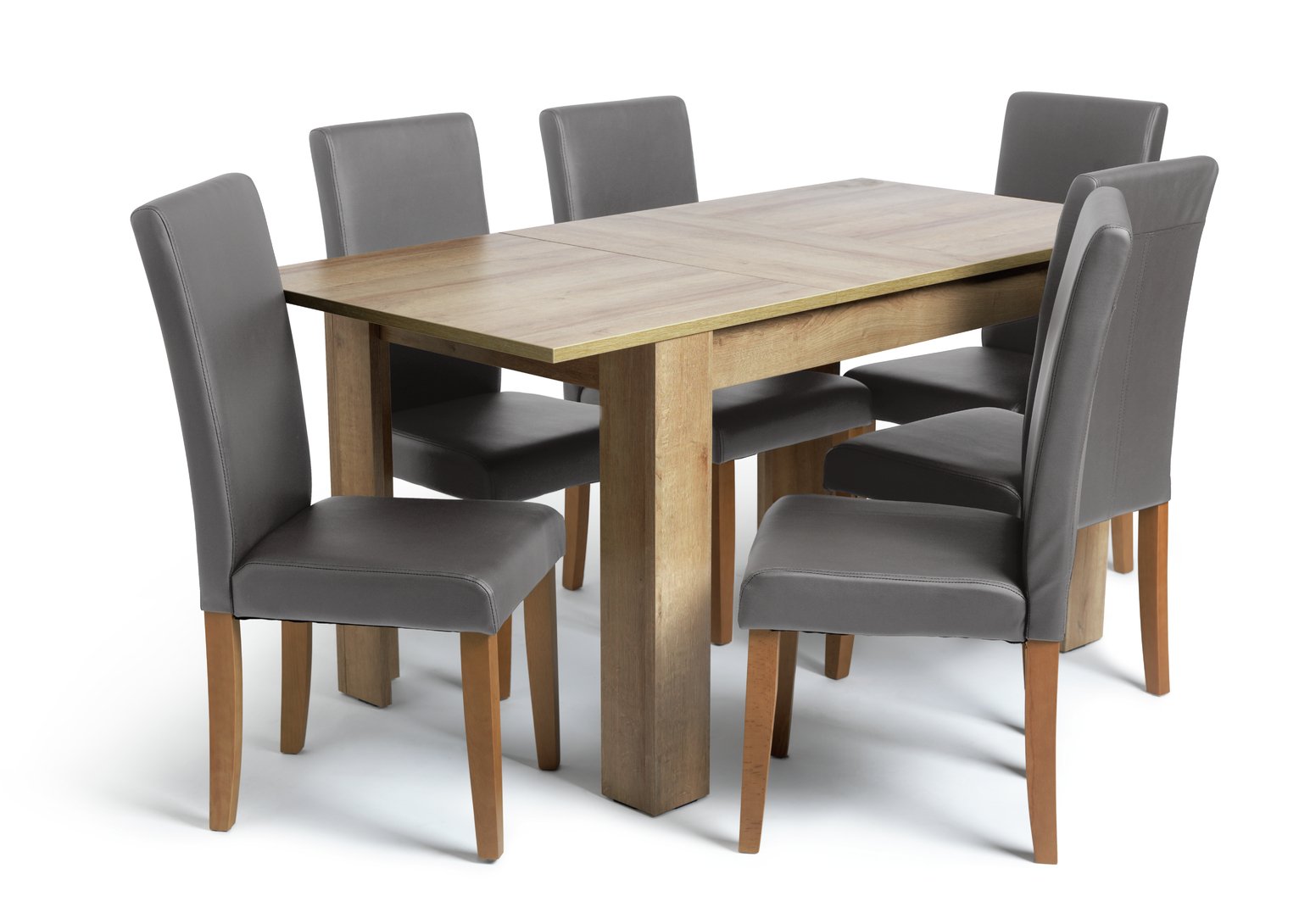 Argos Home Miami Oak Effect Extending Table & 6 Grey Chairs