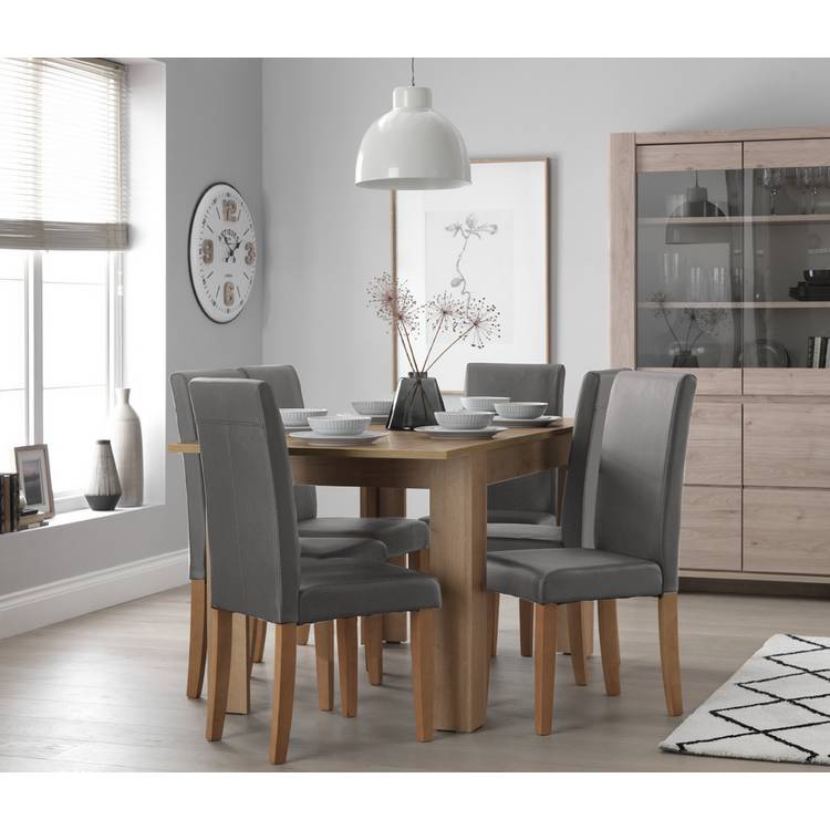 Argos Home Miami Extending Oak Dining Table & 6 Grey Chairs 0