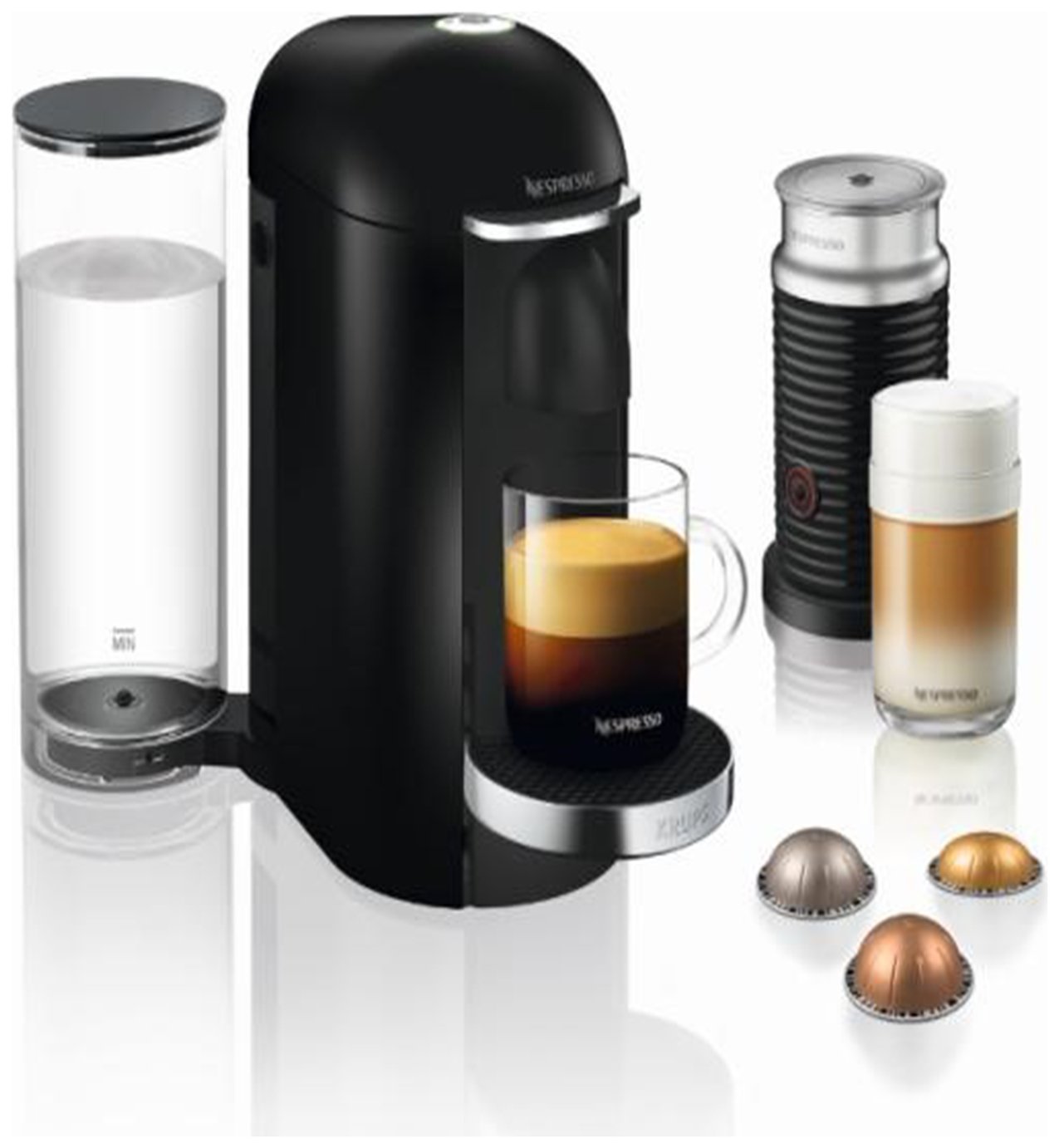 Nespresso Krups Vertuo Plus Pod Coffee Machine Bundle - Blk