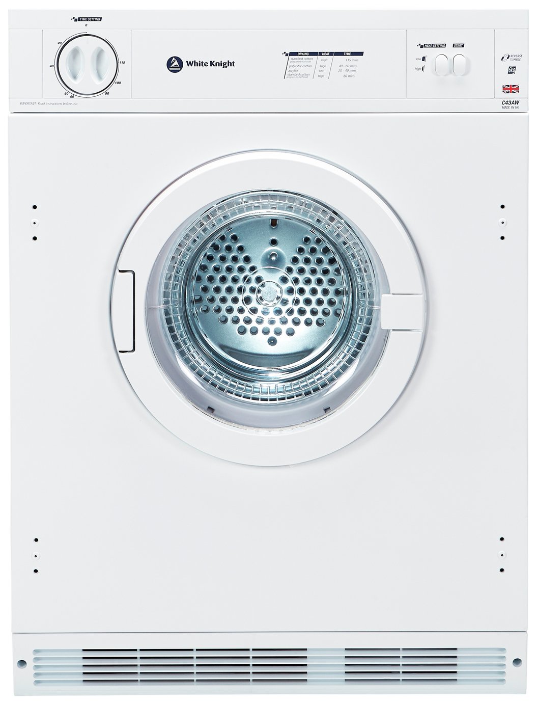 White Knight C4317 7KG Integrated Vented Tumble Dryer- White review