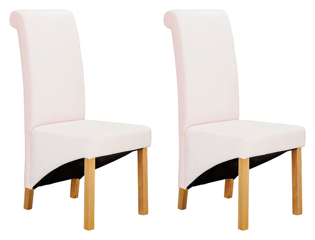 Argos Home Pair of Scrollback Deep Skirted Chairs - Blush
