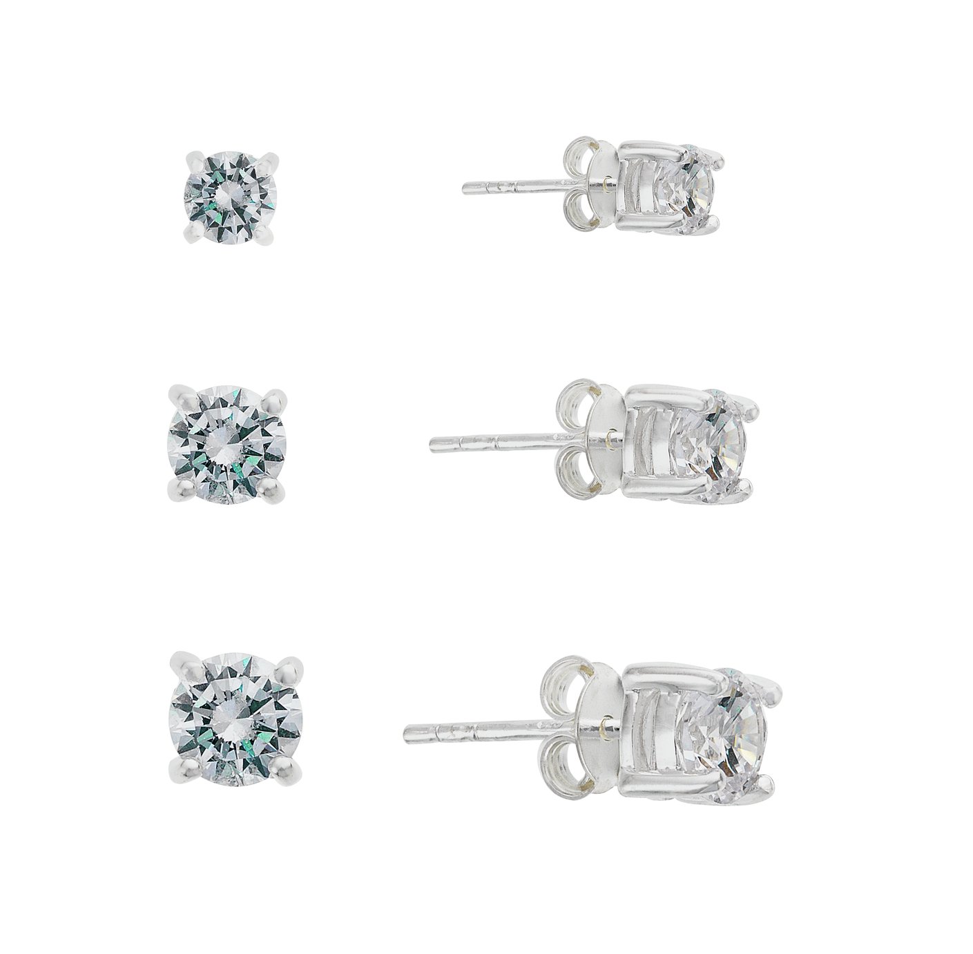 Sterling Silver Mens Cubic Zirconia Set of 3 Stud Earrings Reviews