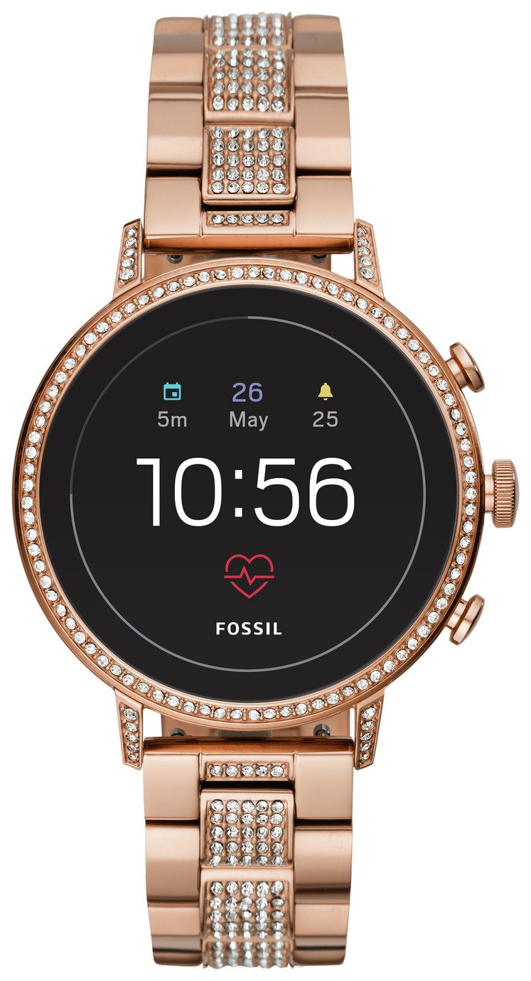 Fossil Venture Gen 4 HR Smart Watch - Rose Gold Glitz