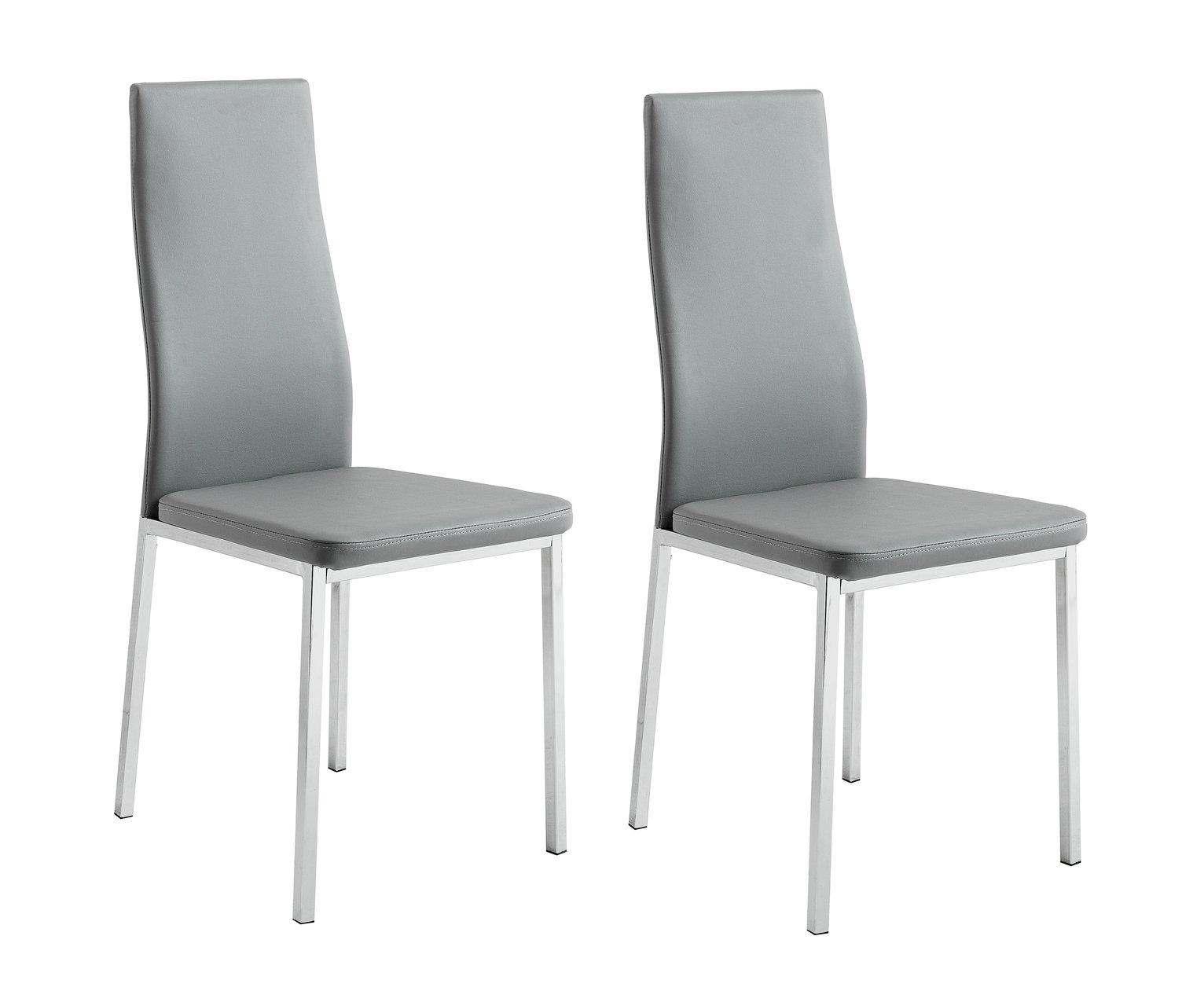 Argos Home Tia Pair of Chrome and Grey Dining Chairs