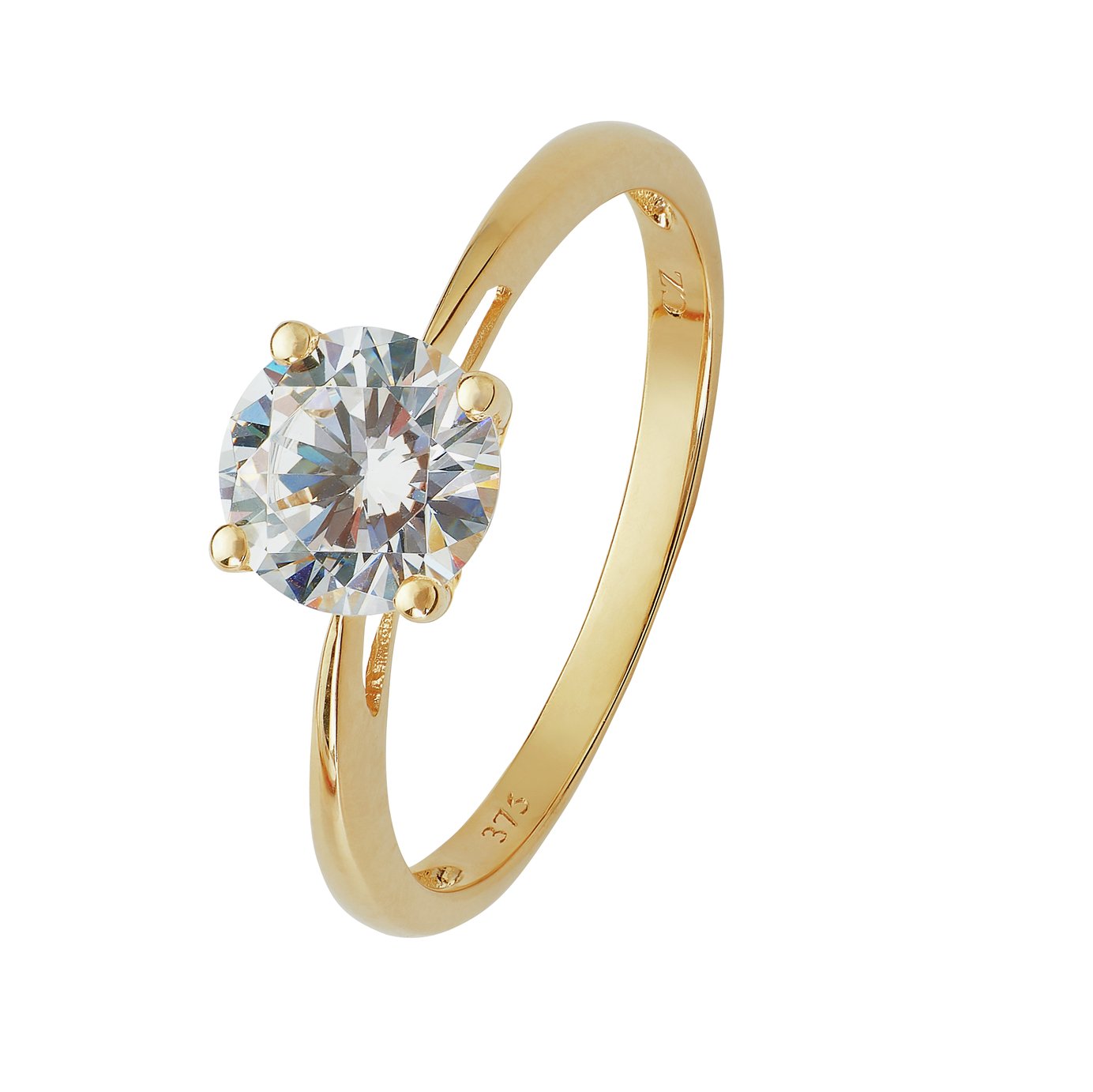 Revere 9ct Yellow Gold 1ct Look CZ Solitaire Ring