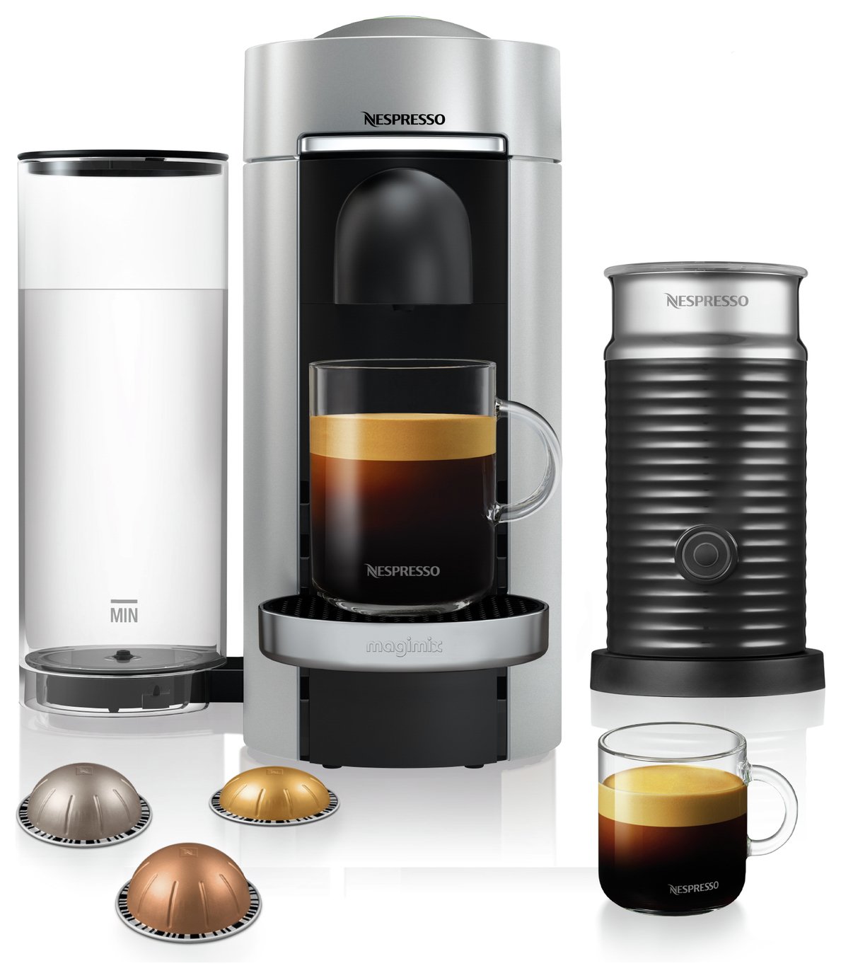 Nespresso Vertuo Plus Coffee Machine Bundle Magimix - Silver