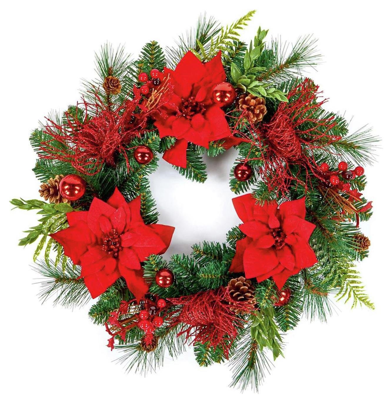 Premier Decorations 50cm Red Poinsettia Wreath