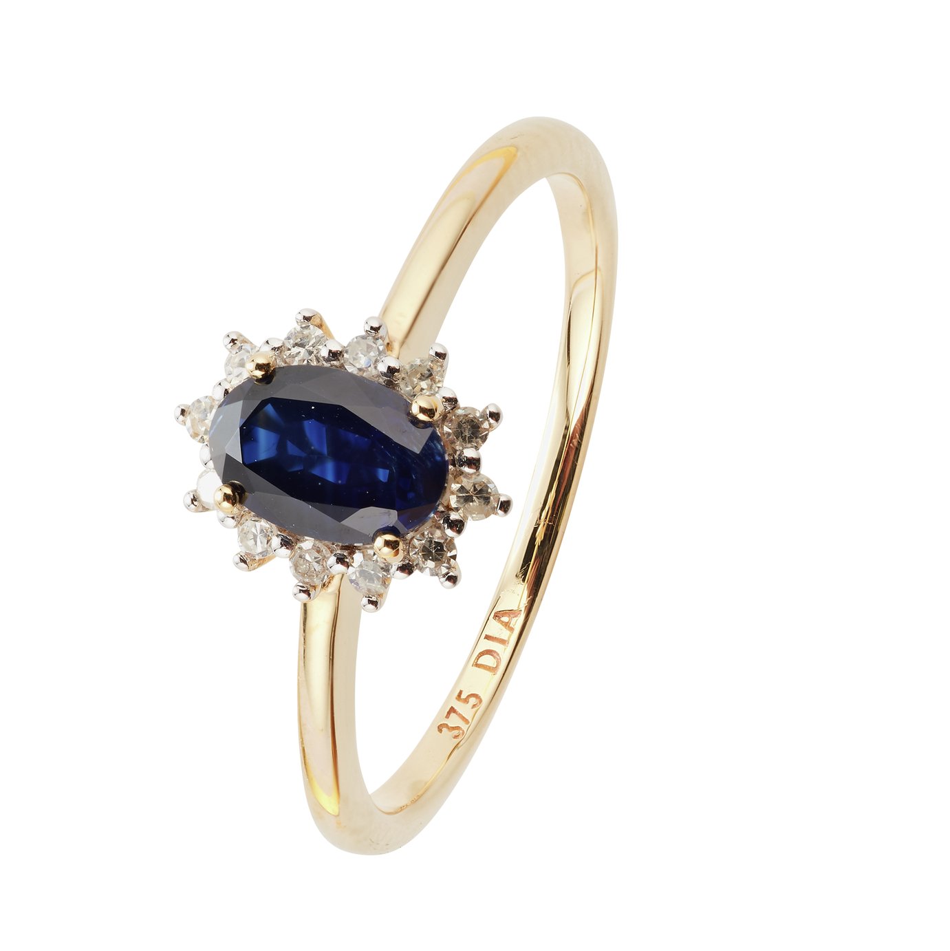 Buy Revere 9ct Yellow Gold Sapphire & Diamond Cluster Ring  Womens 