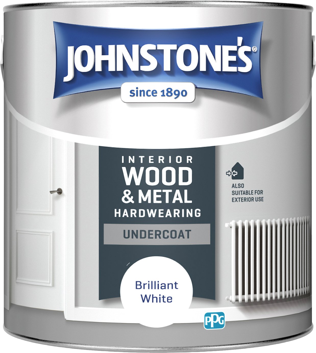 Johnstones Hardwearing Undercoat Paint 2.5L Brilliant White