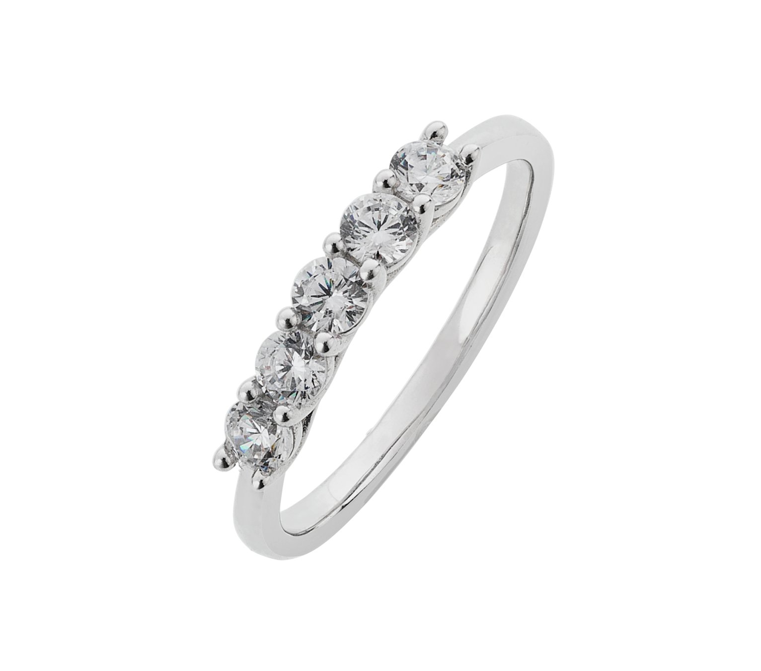 Revere 9ct White Gold Claw Set Cubic Zirconia Eternity Ring