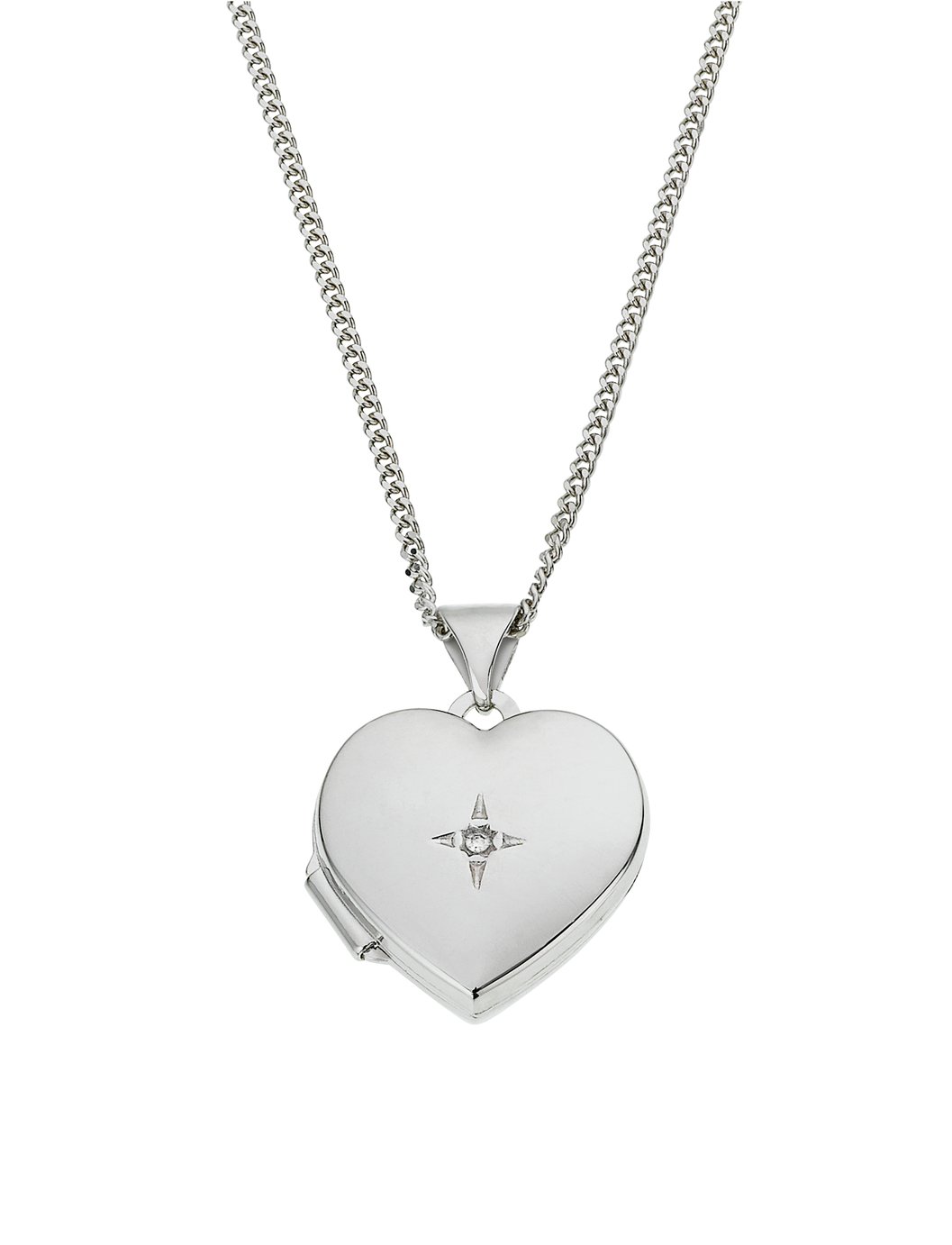 Moon & Back Diamond Accent Heart Locket 18 Inch Necklace