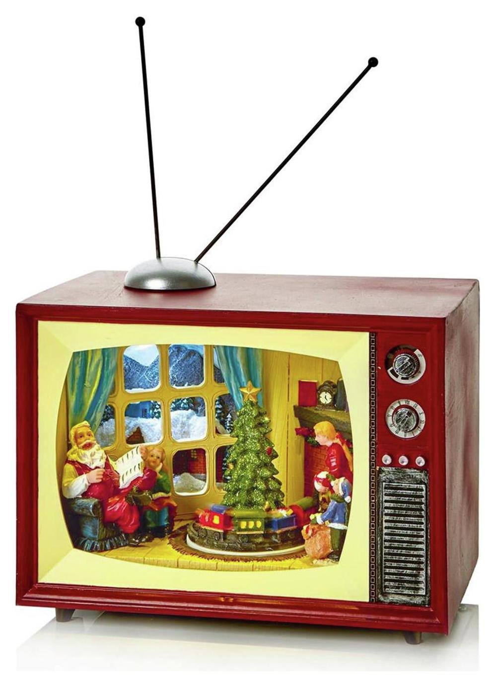 Premier Decorations Christmas LED TV Scene & Rotating Tree