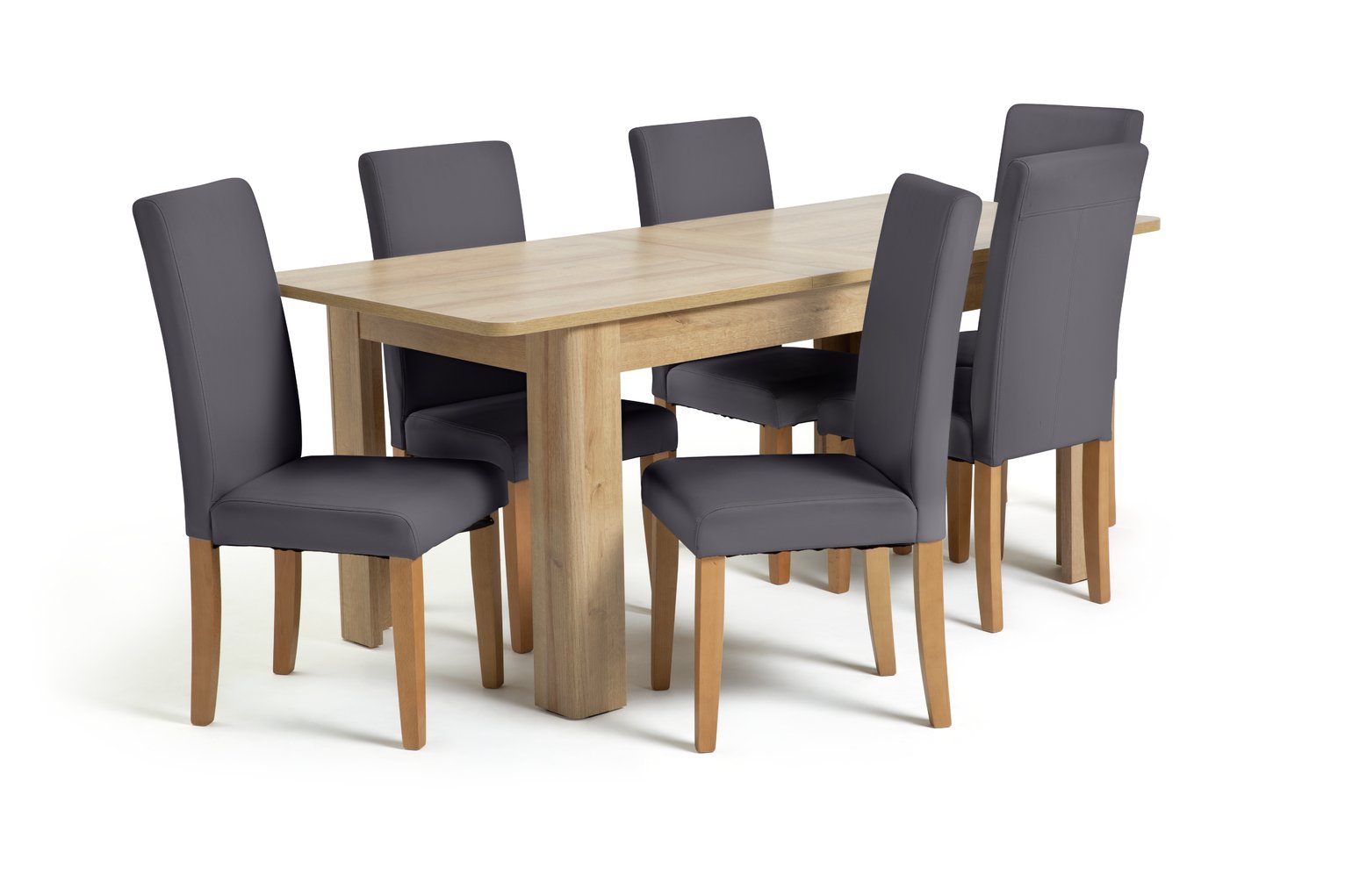 Argos Home Miami Curve Extending Table & 6 Charcoal Chairs