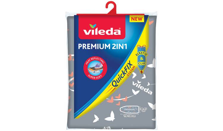 Buy Vileda 130 x 45cm Premium Ironing Board Easy Fit Cover Grey