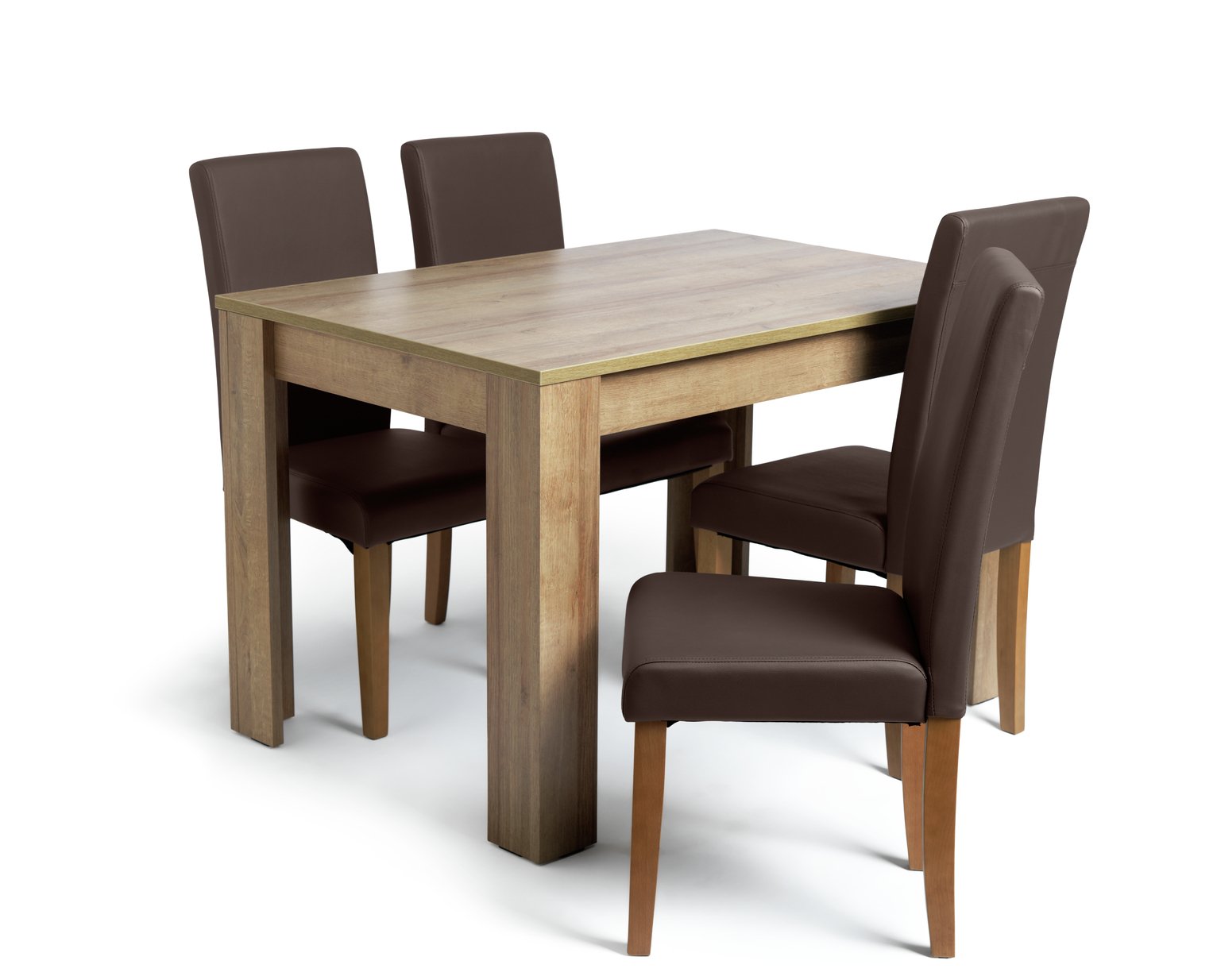 Habitat Miami Oak Effect Table & 4 Chocolate Chairs