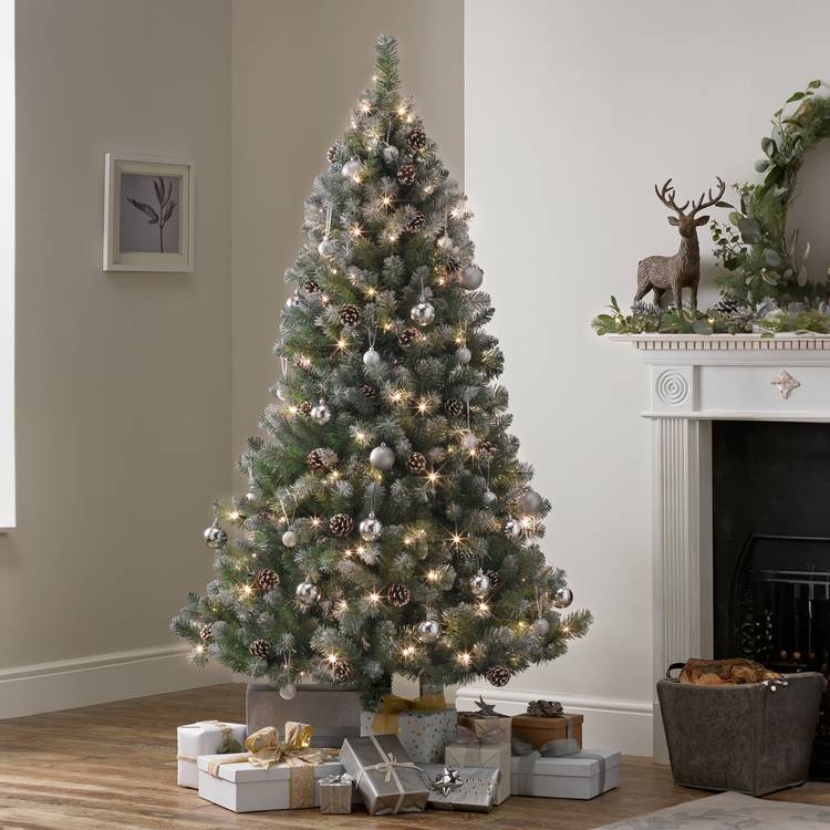 Habitat 6ft Pre lit Blue Oscar With Pine Cone Christmas Tree 0