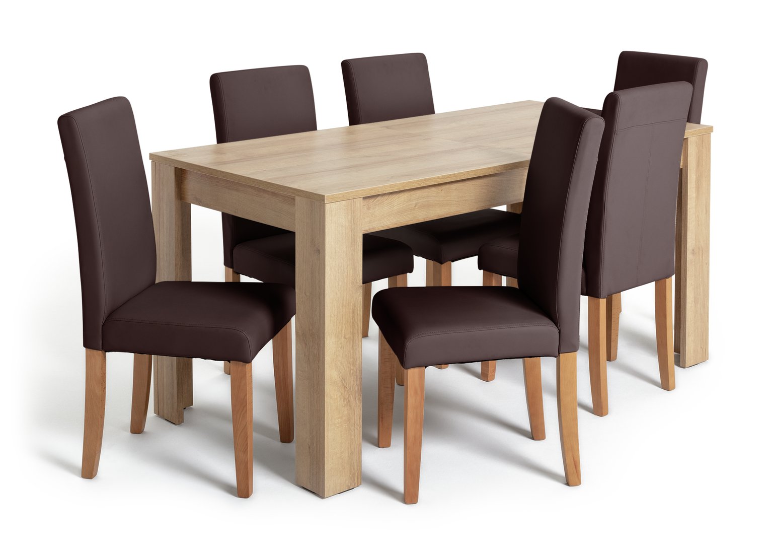 Argos Home Miami XL Extending Table & 6 Chocolate Chairs