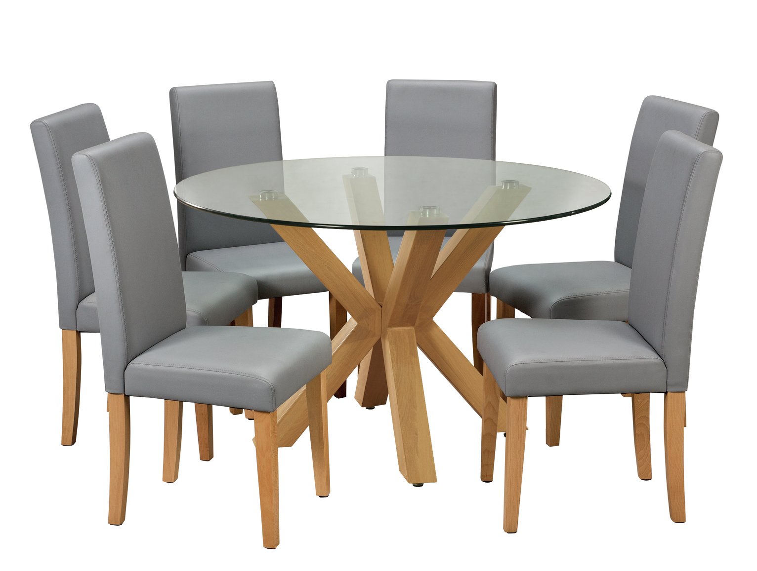 Argos Home Alden Glass Dining Table & 6 Grey Chairs