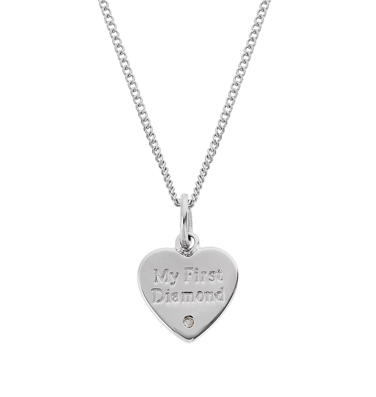 Revere Silver Diamond Accent 'My First Diamond' Pendant