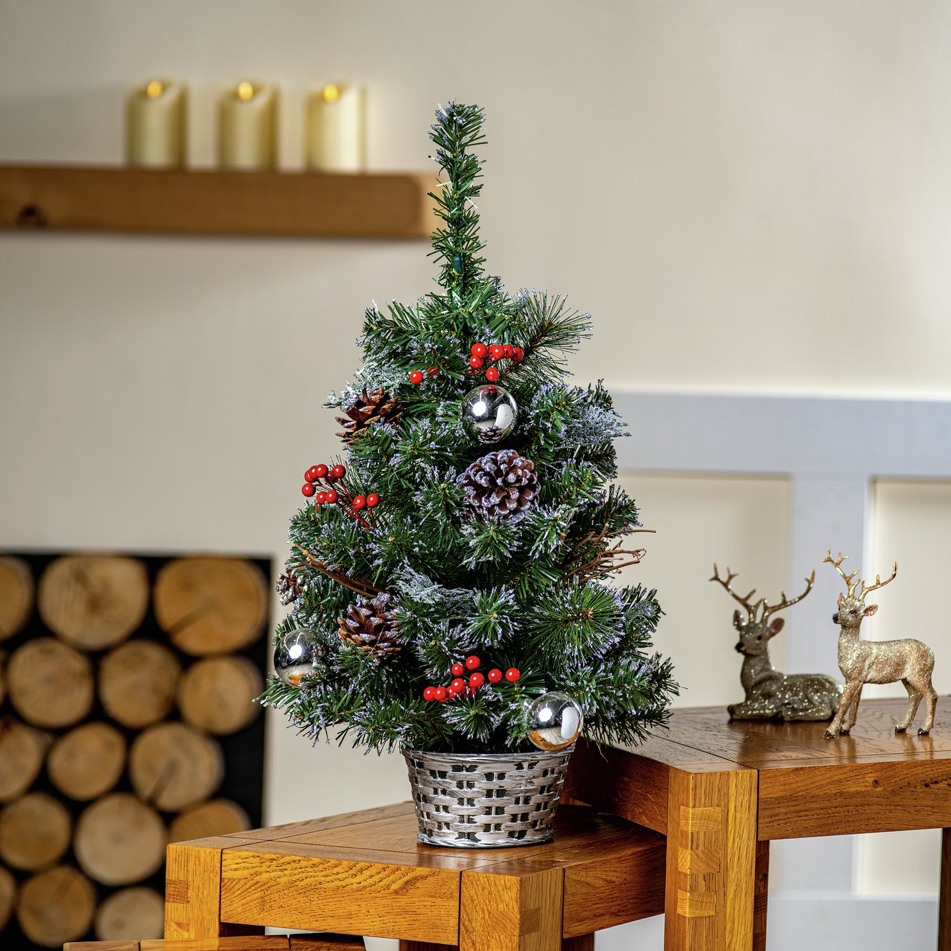 Premier Decorations 60cm Dressed Christmas Tree - Silver