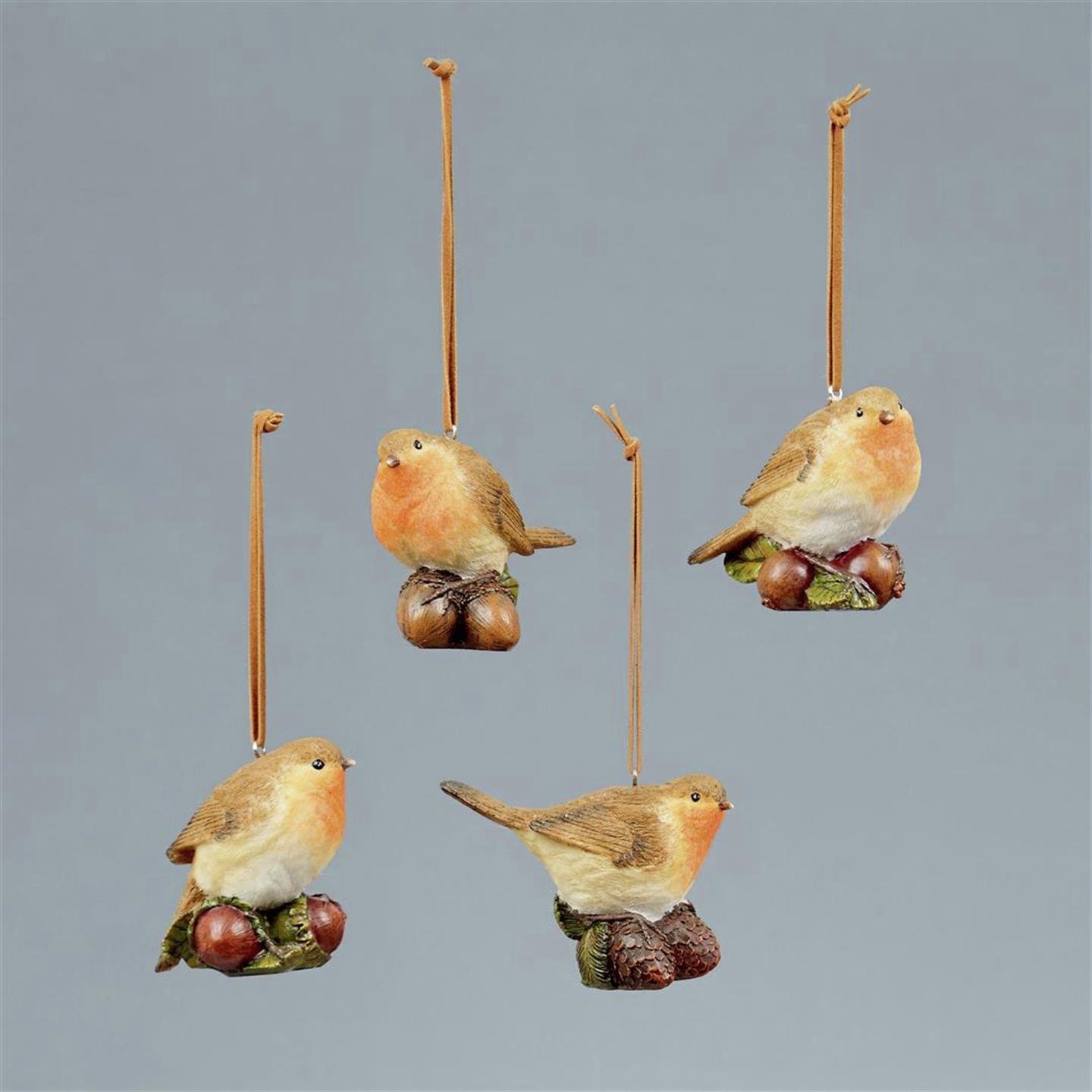 Premier Decorations 7cm 4 Assorted Robin on Nut Hangers