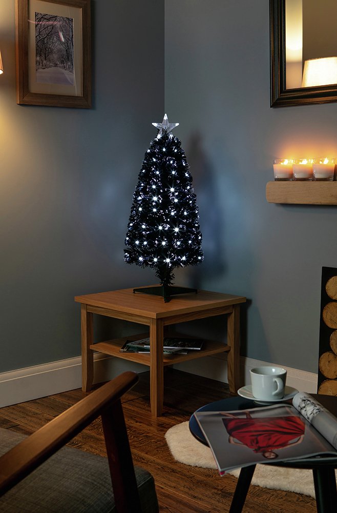 Premier Decorations 80cm Slim Black Fibre Optic Tree