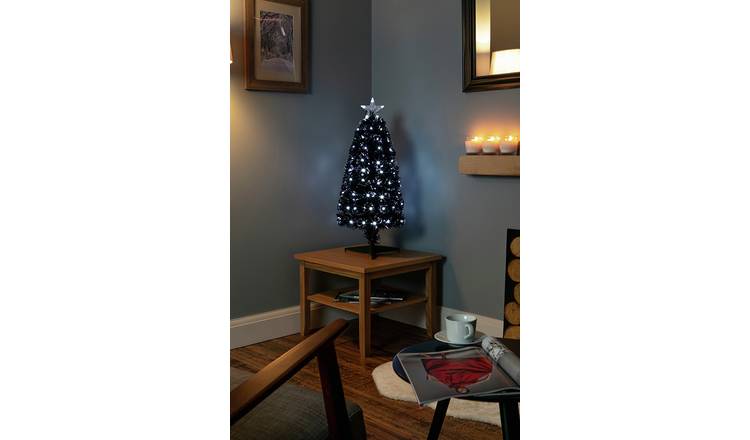 Premier Decorations Fibre Optic Small Christmas Tree - Black