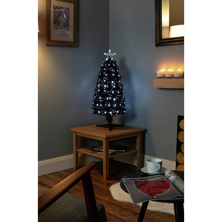 Premier Decorations Fibre Optic Small Christmas Tree - Black 0