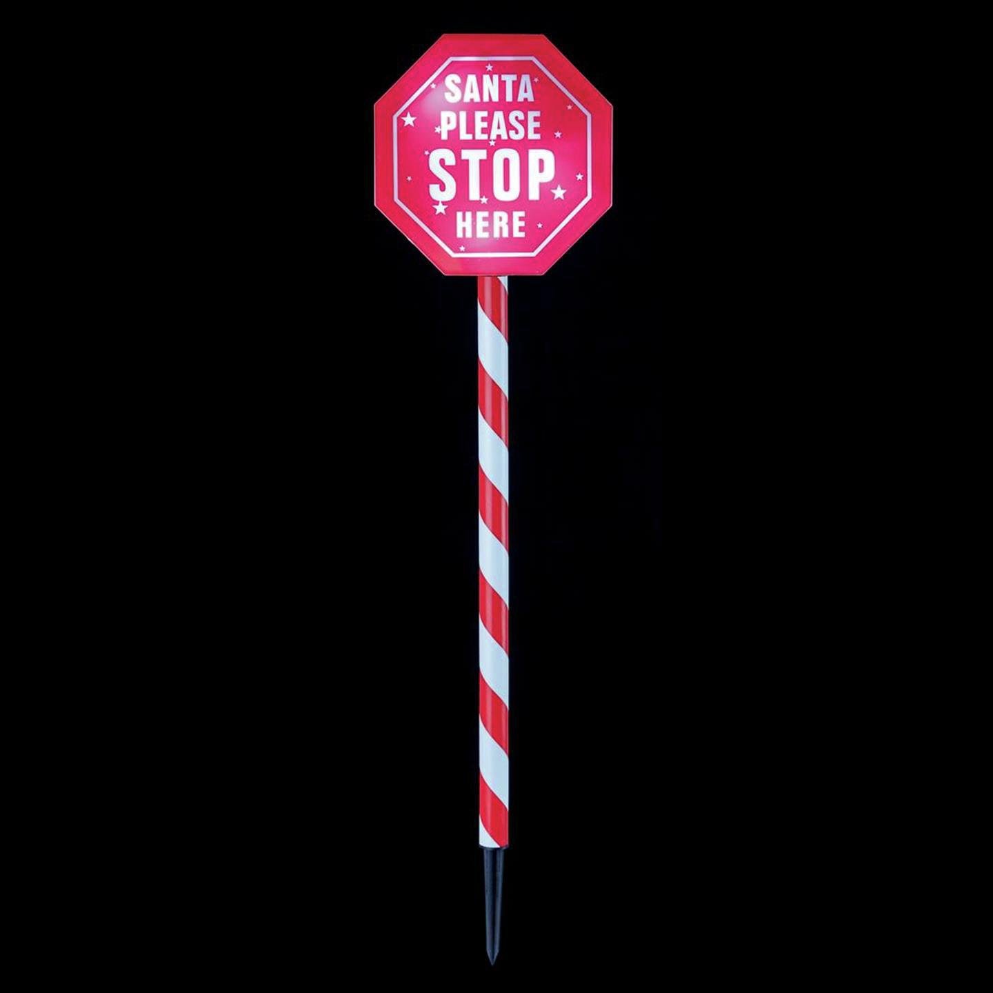 Premier Decorations 80cm Santa Please Stop Here LED - White