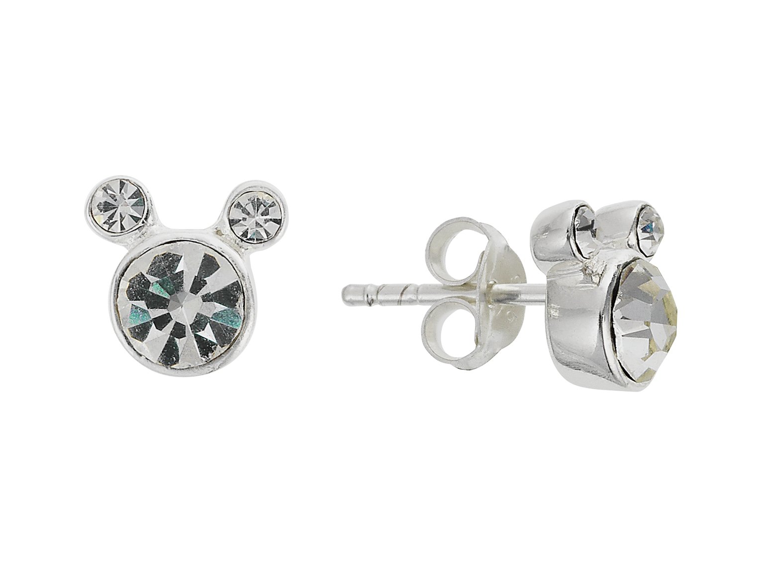 Disney Mickey Sterling Silver Crystal Set Stud Earrings