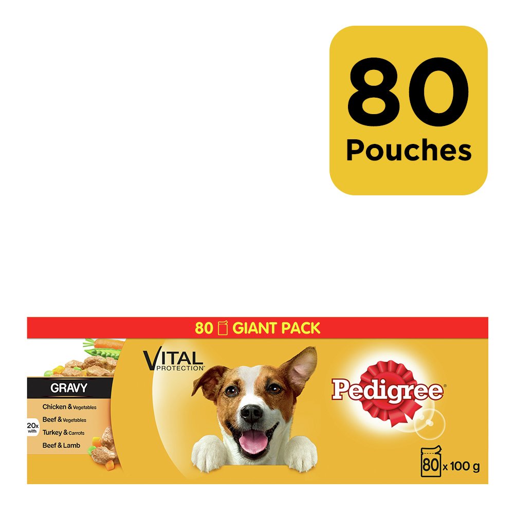 Pedigree Wet Dog Food Pouches Mixed in Gravy 80 Pouches