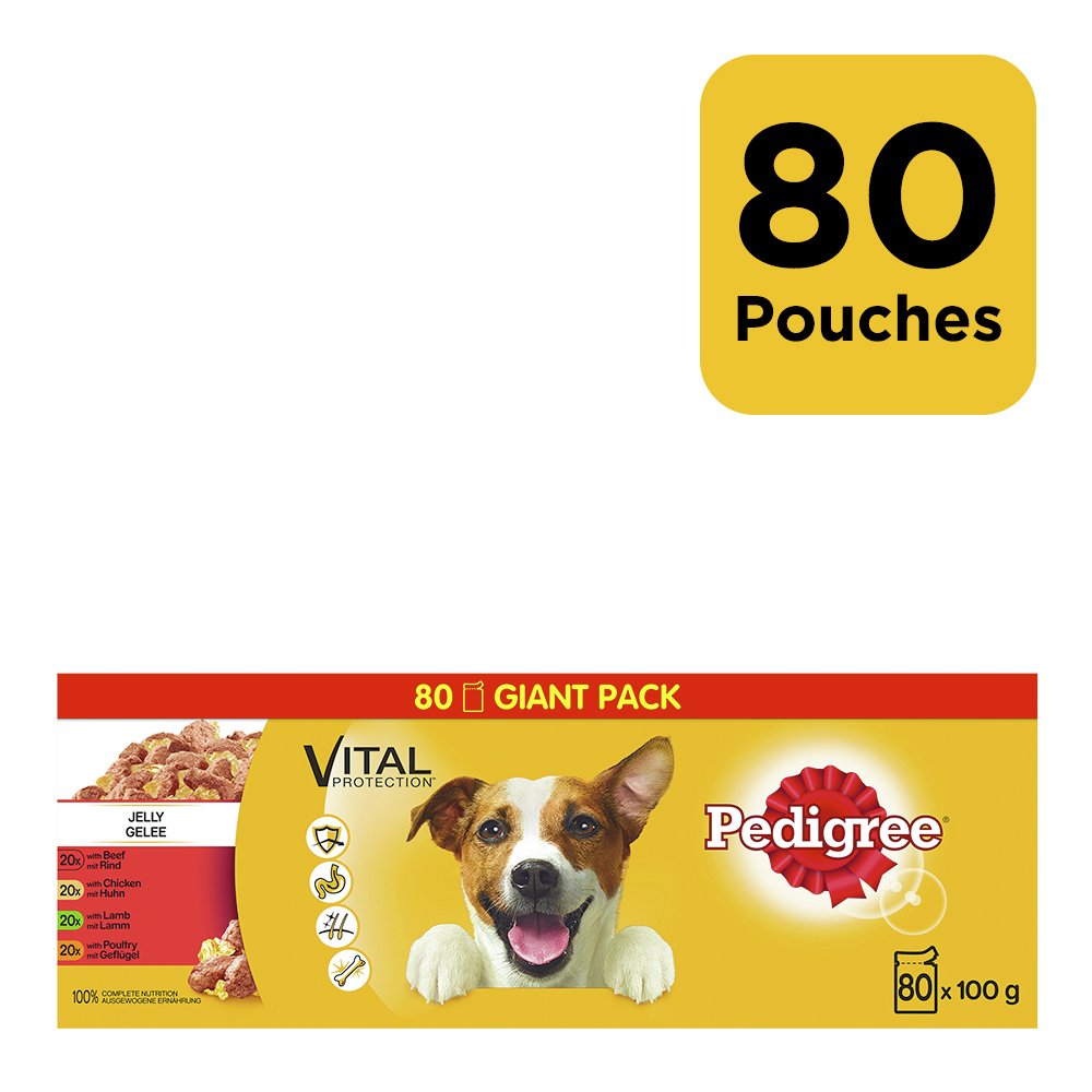 Pedigree Wet Dog Food Pouches Mixed in Jelly 80 Pouches