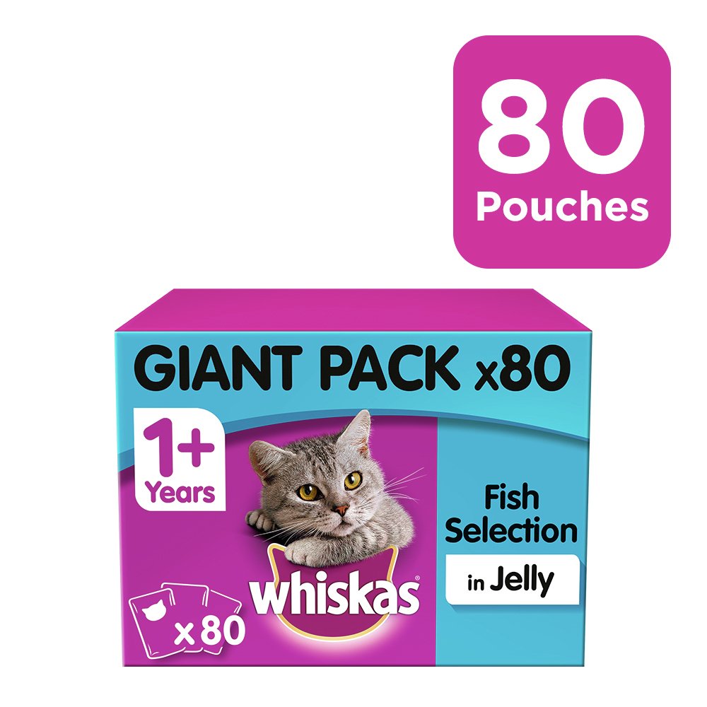 Whiskas 1+ Wet Cat Food Pouches Fish in Jelly 80 Pouches Review