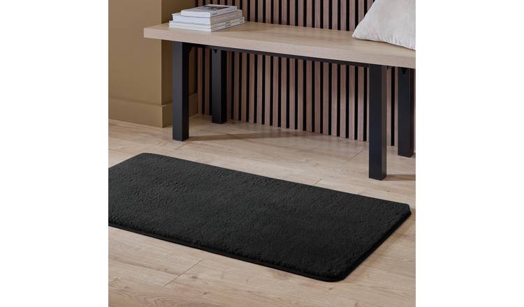 Argos Home Microplush Black Rug - 60x110cm