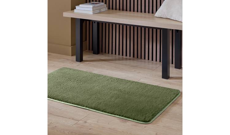 Argos Home Microplush Moss Green Rug - 60x110cm
