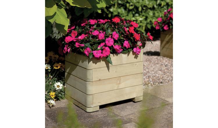 Rowlinson Marberry 50cm Square Wooden Planter