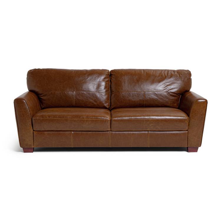 Habitat Milford Leather 4 Seater Sofa - Tan 0