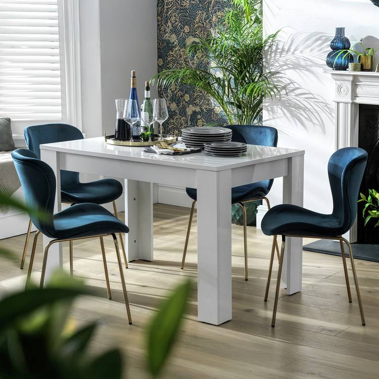 Argos Home Miami Gloss 4 Seater Dining Table - White 0