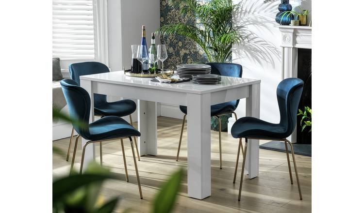 White gloss table and grey online chairs