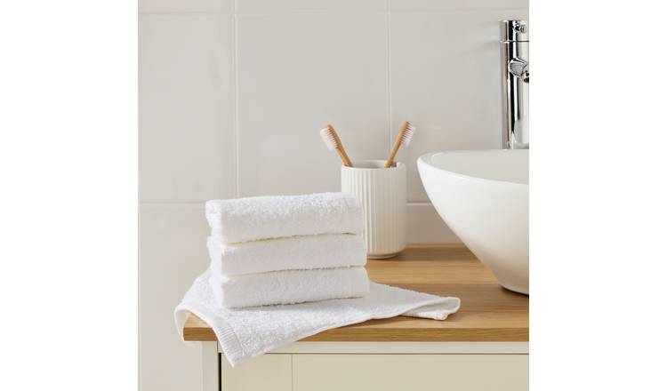 Argos Home 4 Piece Face Towel - White