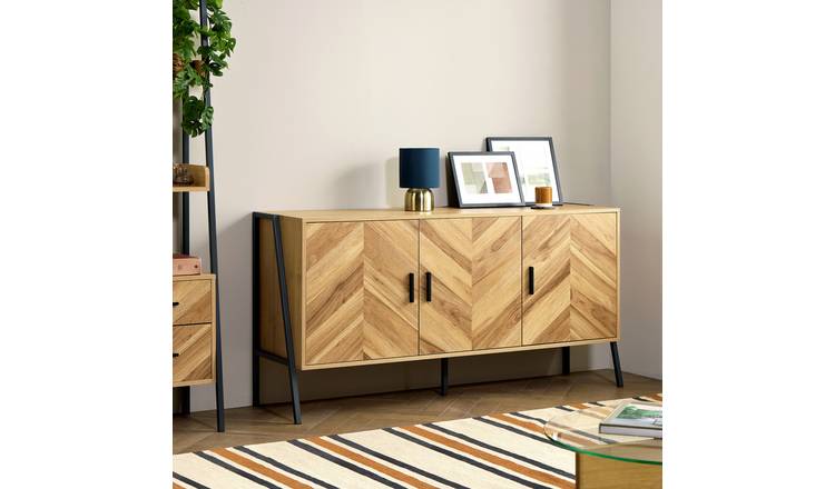 Argos Home Arnel Chevron 3 Door Large Sideboard - Natural