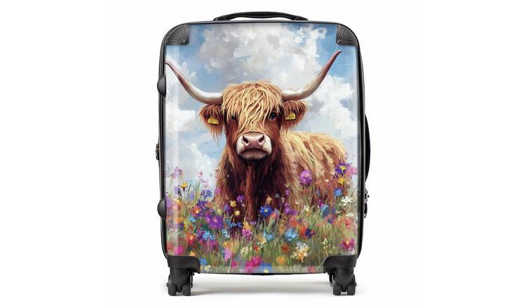 Warren Reed - Designer Highland Cow in a Meadow 8-Wheel Hard Suitcase - Medium