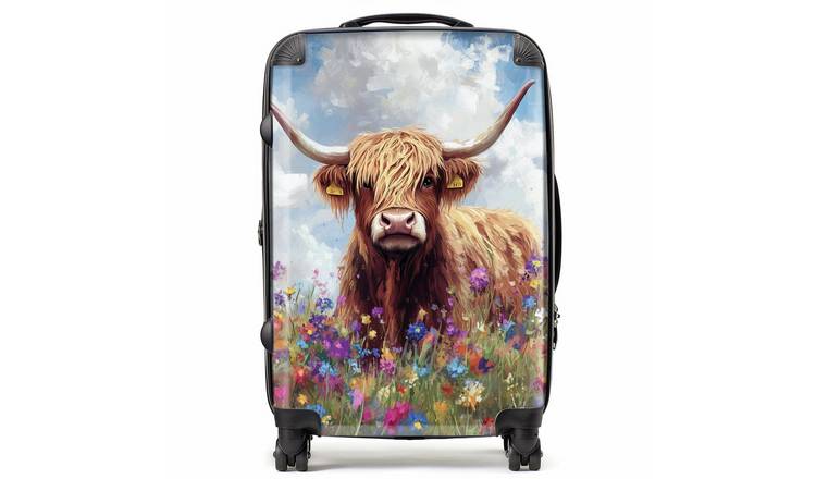Warren Reed - Designer Highland Cow in a Meadow 8-Wheel Hard Suitcase - Large