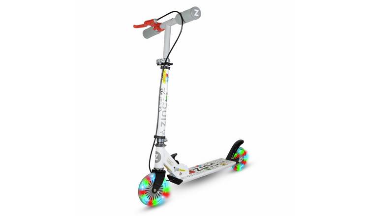Zinc Motive Light Up Wheels Folding Scooter - White