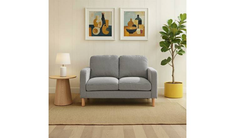 Argos Home Luna Fabric 2 Seater Sofa - Black & White