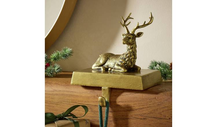 Argos Home Antique Gold Stag Stocking Hanger
