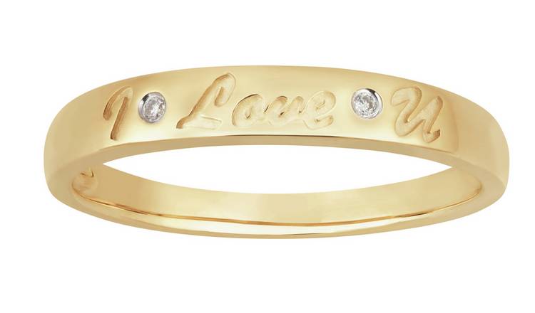 Buy Revere 9ct Gold 0 01ct Tw Diamond I Love You Ring M Womens Rings Argos