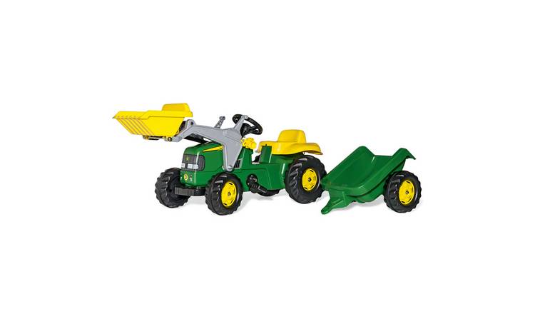 Rolly Toys John Deere Tractor with Front Loader & Trailer Ride On - Multicolour